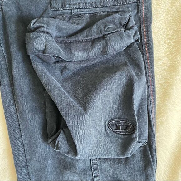 Diesel Cargo Pants P-LAN Trouser Blue Satin SZ 27 NWOT - Picture 10 of 10